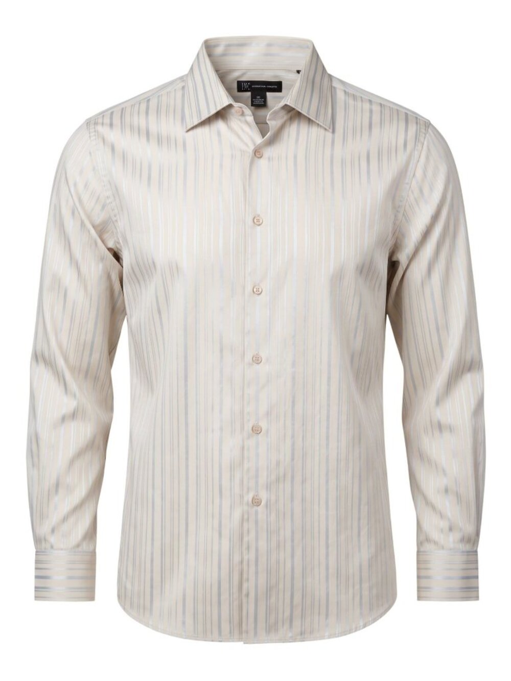 INC Mens Striped Button-Up Dress Shirt Beige & Blue XL NWT
